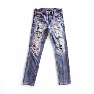 American Eagle Airflex 360 Distressed Skinny Jeans 30x30 Light Wash